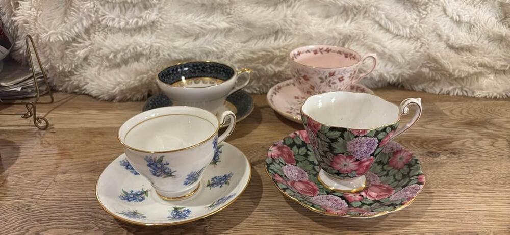 Vintage English bone china teacups and saucers